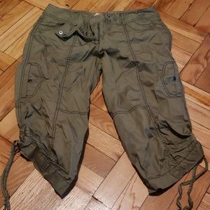 Olive Green Cargo Capri Pants